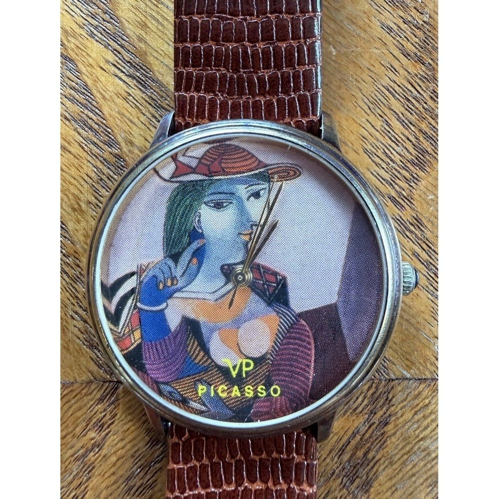 Vp Art Picasso Qz Portrait Dark Blue Dial Round Ladies Watch Texted And Works